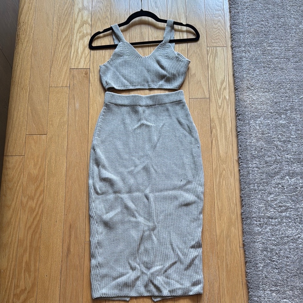 The Frankie Shop Ribbed Gray Two-Piece Set